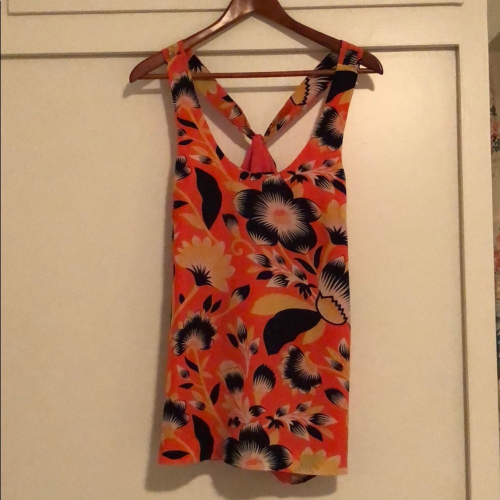 J Crew Colorful flowery racerback silk top - 10T